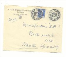 Gandon 15 F Bleu Sur Lettre Lycée Mixte Cayenne Pour Nantes CaD De Cayenne R.P. Guyane Française Du 09 12 1954 - Sonstige & Ohne Zuordnung