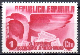 SPAIN 1936  40th Anniv Of Madrid Press Association - 1c   Pyrenean Eagle And Newspapers  MH - Neufs