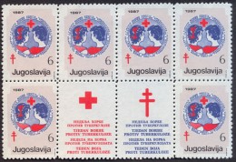 YUGOSLAVIA - JUGOSLAVIA - TBC TAX - RED CROSS - STAMPS + LABELS In Bl. 6x - **MNH - 1987 - Liefdadigheid