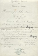 Récompense Pour Belles Actions /Mention Honorable/Ministére De L'Intérieur/France/1888    DIP22 - Diploma & School Reports