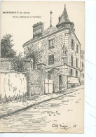 Montsoult : Villa Bethanie (l'entrée) Gravure Dessin 1908 Signé (cp Vierge) - Montsoult