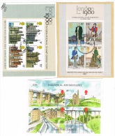 RB 1049 - 3 X Fine Used GB Miniature Sheets For London 1980 & 1990 - Stamps - Hojas Bloque
