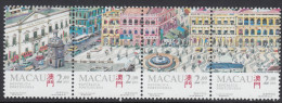 Macao 1995 Senate's Square (Largo Do Senado). Tiny Rickshaw Tricycle In The Street. Mi 804-807 MNH - Neufs