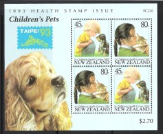 NEUSEELAND - NZ 1993 EXPO TAIPEI(AUFDRUCK) HAUSTIERE: HUND,KATZE  Mi BLOCK 37** - Neufs