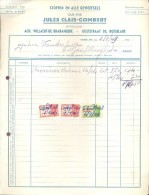 Factuur Facture - Stoffen Kledij Jules Clais - Gombert - Roeselare 1949 - Kleidung & Textil