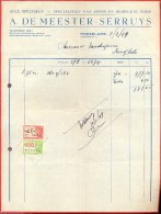Factuur Facture - Stoffen Kledij A. De Meester - Serruys - Roeselare 1949 - Kleidung & Textil
