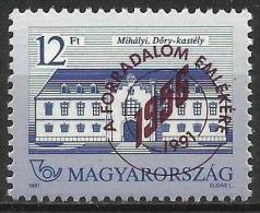 Hungary 1991 Mi 4163A MNH Overprinted Version Of Dóry Castle, Mihályi | Castle | Revolution - Nuevos