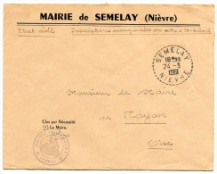NIEVRE De SEMELAY Cachet B7 De 1961 Sur Env. A En Tête De La Mairie - 1961-....