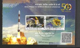 INDIA, 2015, Joint Issue With France, Set 2v, 50 Years Space Programme, Satellite, Saral,MS, FIRST DAY MUMBAI  CANCELLED - Used Stamps