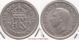 Gran Bretagna 6 Pence 1937 SILVER Km#852 - Used - H. 6 Pence