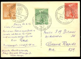 GERMANY Complete Olympic Set With First Day Cancel On Olympic Postcard Vor-Olympische Festtage 1952 - Summer 1952: Helsinki