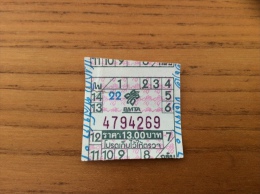 Ticket De Bus Thaïlande Type 1 "BMTA" Vert Et Rose - Wereld