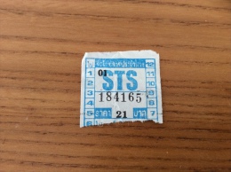 Ticket De Bus Thaïlande Type 15 "STS" Bleu - Wereld