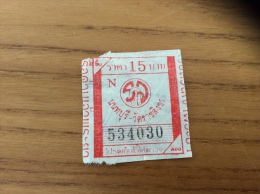 Ticket De Bus *x Thaïlande Type 19 Rouge - Welt