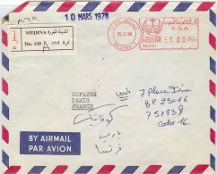 LBEL -ARABIE SAOUDITE LETTRE RECOMMANDÉE MÉDINA / PARIS 25/3/1998 - Arabie Saoudite