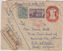 India  1954  Gol Gumbad, Bijapur Stamp On  Registered Mailed Cover  # 85728  Inde Indien - Islam