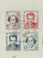 Monaco N° 334B / 37B  O Au Profit De La Croix-Rouge, Les 4 Valeurs En Bloc, Belle Oblitération Centrale, TB - Oblitérés