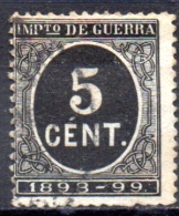 SPAIN 1898 Cuban War Of Independence (1895-98) And Spanish-American War (1898) -  5c  - Black   FU - War Tax