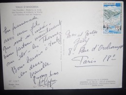 Andorre Français Carte D Encamp 1966 Pour Paris , Cachet Exagonale Faible - Cartas & Documentos