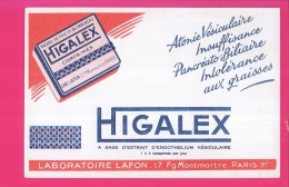 B.521 - BUVARD - LABORATOIRE LAFON  17, Fg Montmartre - PARIS 9e  HIGALEX - Produits Pharmaceutiques