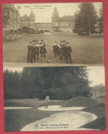 Houyet - Château D´Ardenne - 2 Cartes ( Joueur De Golf Et Sonneurs De Cors De Chasse ) - Voir Verso - Golf