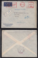 India 1958 Registered Meter Cover Bank Of China To Netherlands - Storia Postale