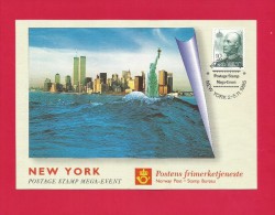 Norwegen  1995 , Postage Stamp Mega Event New York  - Maximum Card  (18x12,5 Cm - Porto 1,50€ ) - 2.-5.11.1995 - Cartoline Maximum