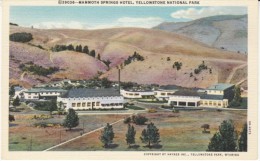 Yellowstone Park Wyoming, Mammoth Springs Hotel, Lodging, C1940s Vintage Curteich Linen Postcard - Yellowstone