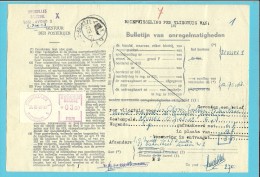 Roodfrankeering Op BULLETIJN VAN ONREGELMATIGHEDEN Stempel BRUXELLES (zeldzaam Dokument) - 1960-79