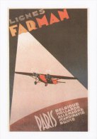 Postcard Poster Art Lignes Farman Paris France Belgium Holland 1933 Aircraft - Advertising
