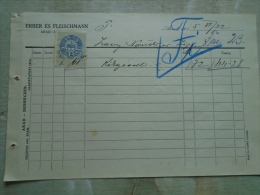 Hungary Invoice -Erber és Fleischmann Arad Debrecen 1915 To Lántz Nándor Temesszépfalu Banat  KA342.17 - Autriche