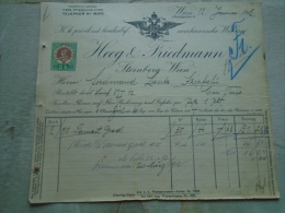 Austria  Invoice WIEN - Heeg & Friedmann -Sternberg Wien 1912 To Lántz Nándor  Temesszépfalu Frumuseni Banat   KA342 - Austria