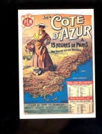 Affiche PLM La Côte D'Azur Train Paris Lyon Méditerranée  Illustration Louis MALTESTE  Edition Vers 1990 - Malteste