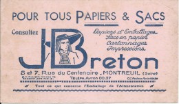 Buvard/Papeterie/Tous Papiers Et Sacs /J Breton /MONTREUIL/Seine /Vers 1950  BUV237 - Papierwaren