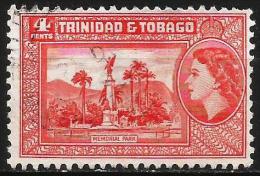 Trinidad & Tobago 1953 Mi 158 Memorial Park, Port Of Spain And Q Elizabeth II | Palm Tree, Royalties, Statue - Trinidad Y Tobago