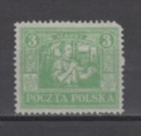 (4124) POLAND (UPPER SILESIA), 1922 (Miner, 3M., Emerald). Mi # 10. Mint Hinged* Stamp - Slesia