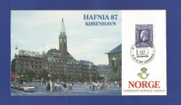 Norwegen  1987 ,  Hafnia 87 Köbenhavn - Maximum Card  (19 X 10,5 Cm - Porto 1,50€ ) - 16.-25.10.1987 - Tarjetas – Máximo