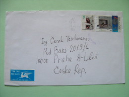 Israel 1995 Cover To Czech Rep. - Bird - Hannukah Lamp - Deer Air Mail Label - Covers & Documents