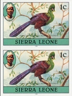 SIERRA LEONE 1980 Birds Turaco 1c. Imprint 1983 IMPERF.PAIR      [non Dentelé, Geschnitten,no Dentado] - Cuckoos & Turacos