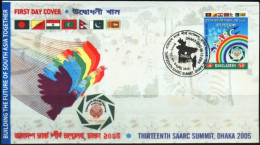 FLAGS-BIRDS-13th SAARC SUMMIT-BANGLADESH-FDC-2005-FC-47-25 - Covers
