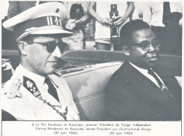 Histoire De La Belgique : Le Roi Baudouin Et Kasavubu, Premier Président Du Congo Indépendant, Légende Français-Flamand - Geschichte