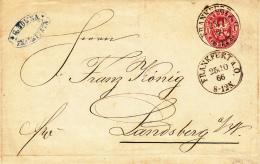 Entier, Van Frankfurt Naar Landsberg, 1866 (7033) - Postal  Stationery