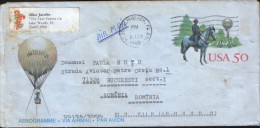 United States-Postal Stationery Aerogramme Circulated From Lake Worth At Bucuresti,Thaddeus Lowe-balloonist -  2/scans - 1981-00