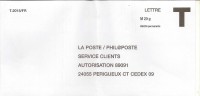 Lettre T La Poste/Philaposte (20gr) (T.2015/FR) - Cards/T Return Covers