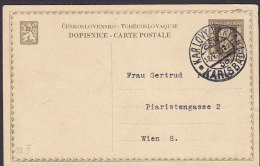 Czechoslovakia Postal Stationery Ganzsache Entier 1.20 Kc Masaryk KARLOVY VARY Karlsbad 1931 To WIEN Austria (2 Scans) - Cartes Postales