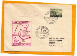 First SAS Flight Stockholm Riga Moscow 1956 Air Mail Cover - Cartas & Documentos