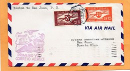 Lisbon To San Juan PR 1941 Portugal Air Mail Cover - Briefe U. Dokumente