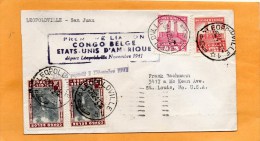 Begian Congol 1941 First Flight Air Mail Cover Mailed To San Juan Puerto Rico - Covers & Documents