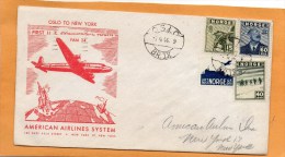 Norway 1946 First USA Commercial Flight FAM 24 Air Mail Cover Mailed - Lettres & Documents