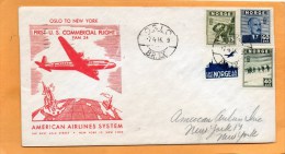 Norway 1946 First USA Commercial Flight FAM 24 Air Mail Cover Mailed - Storia Postale